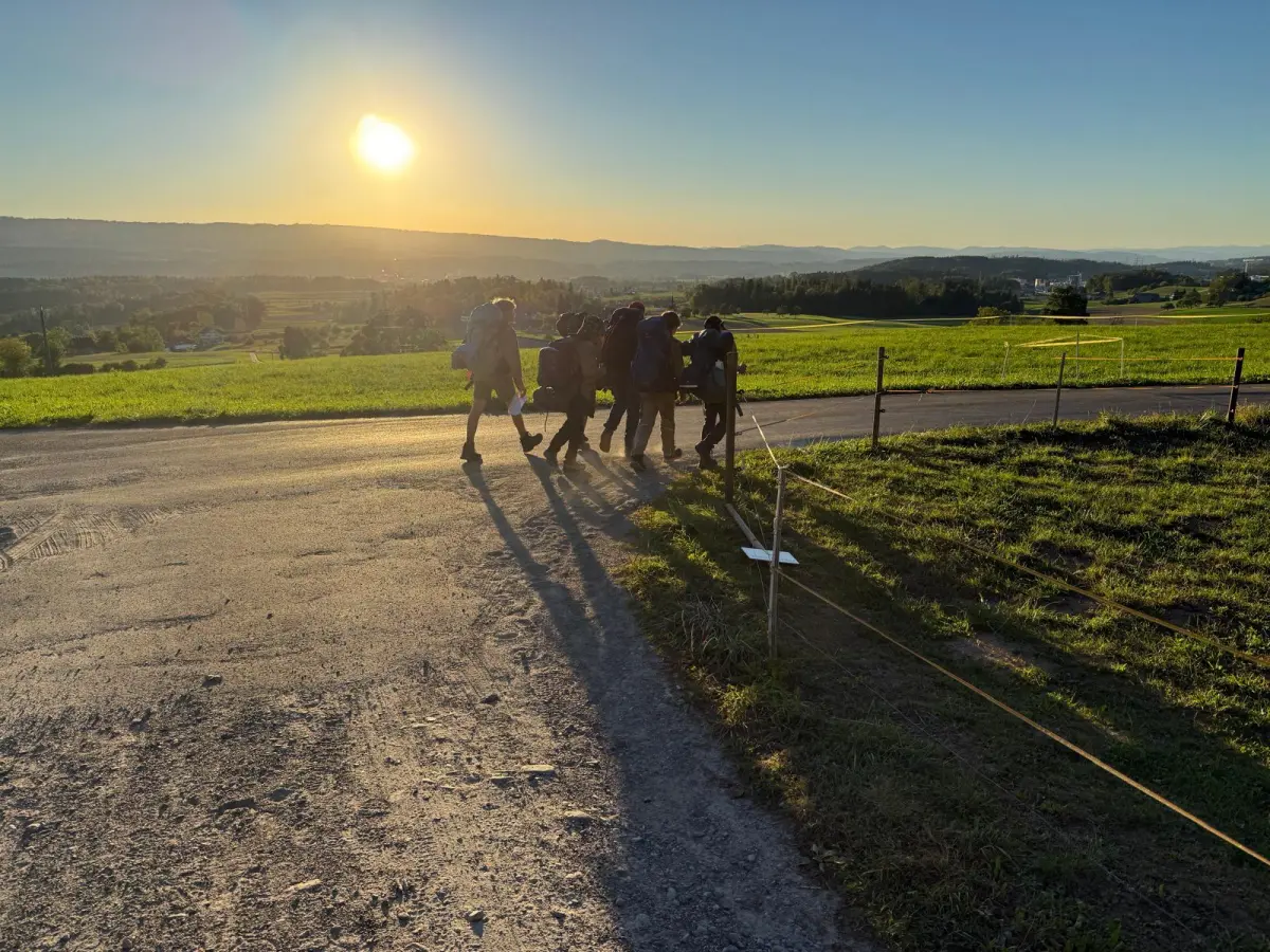 Spazieren beim Sonnenuntergang